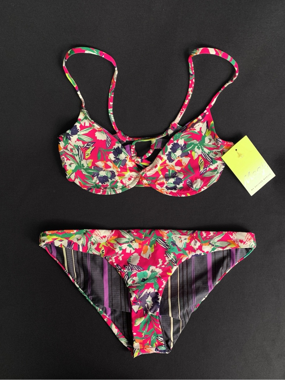 MAAJI Underwire Bikini Top & Classic Bikini Bottom LARGE NWT - REVERSIBLE 2in1